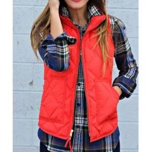 J. Crew Ladies Vest Red Puffer Vest Down Sleeveless XS